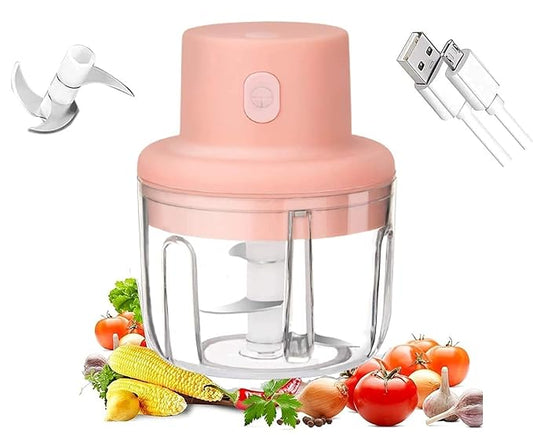 Mini Portable Electric Chopper | USB Rechargeable Electric Chopper for Fruit Vegetable Cutter | Compact and BPA-Free | Ideal for Effortless Chopping, Travel, and Kitchen Use (45W, 250 ml)