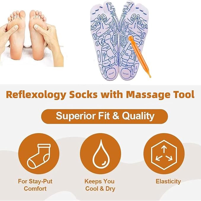 Reflexology Socks with Massage Tool, Acupressure Reflexology Socks Set, Foot Acupoint Socks, Relieve Tired and Pain Reflexology Socks, Foot Massage Socks for Women Men