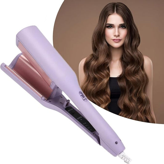 French Wave Curling Iron, Hair Crimper Waver Hair Tool, Deep Waver Curling Iron, Ionic Beach Waves Curling Wand with 4 Temp, S Shape Hair Curler for Women, 15s Fast Heating