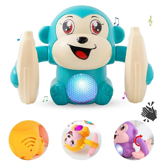 Dancing Monkey Musical Toy for Kids Baby Spinning Rolling Doll Tumble Toy with Voice Control Musical Light and Sound Effects with Sensor