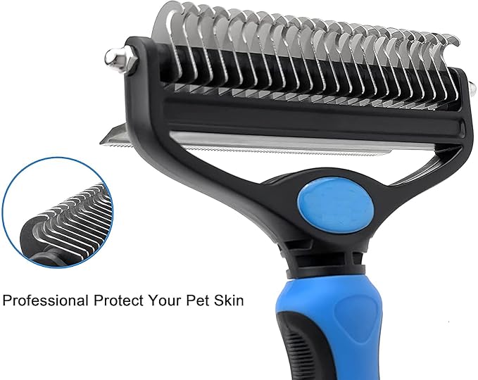 Dogs Comb, 2 in 1 Deshedding Tool & Dematting Undercoat Rake for Mats & Tangles Removing, Dog Grooming Kit Deshedding Comb for Dogs, Great for Short to Long Hair Small Large Breed