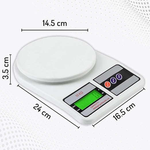 Digital Kitchen Food Weighing Scale For Healthy Living, Home Baking, Cooking, Fitness & Balanced Diet. | 1 Year Warranty | 10Kg x 1gms with 2 Batteries Included, SF400/A121