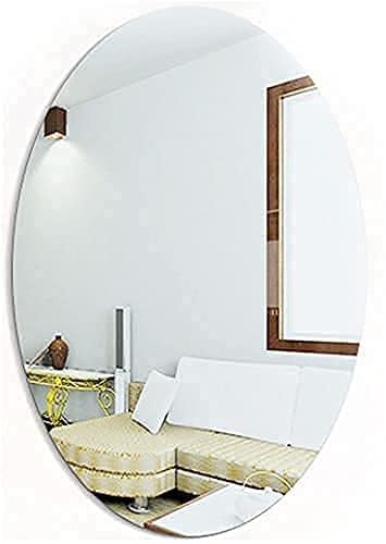 Oval Shape Adhesive Mirror Sticker for Wall On Tiles Bathroom Bedroom Living Room Unbreakable Plastic Wall Mirror