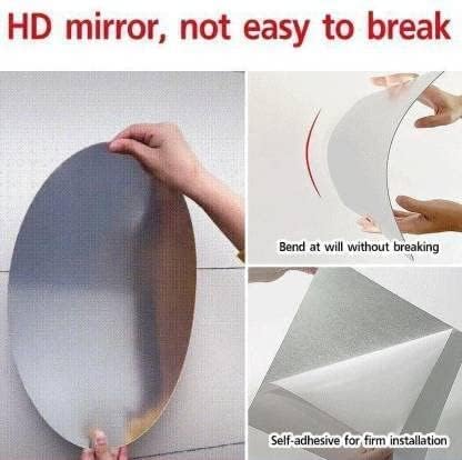 Oval Shape Adhesive Mirror Sticker for Wall On Tiles Bathroom Bedroom Living Room Unbreakable Plastic Wall Mirror