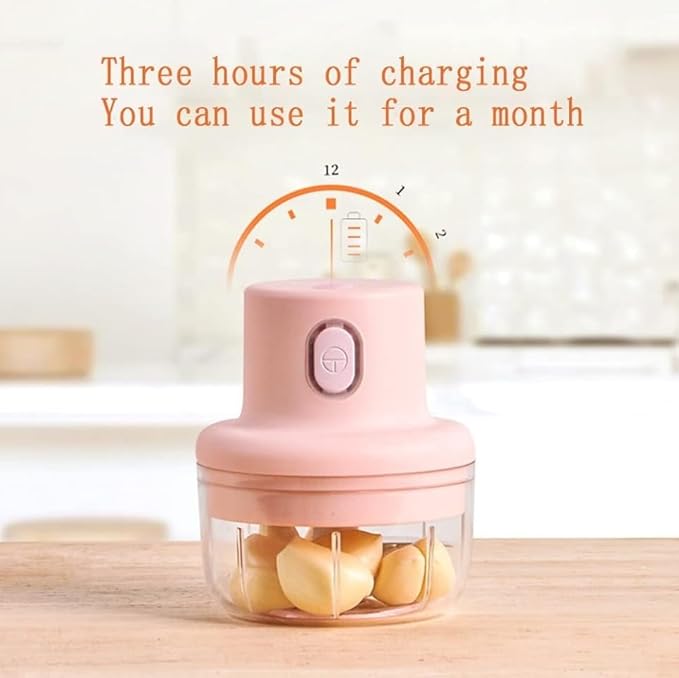 Mini Portable Electric Chopper | USB Rechargeable Electric Chopper for Fruit Vegetable Cutter | Compact and BPA-Free | Ideal for Effortless Chopping, Travel, and Kitchen Use (45W, 250 ml)