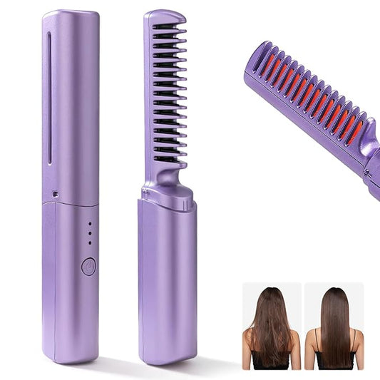 Rechargeable Wireless Hair Straightener Comb Brush for women | 3 Gear Control - Intelligent Shutdown, Hair Styler & Straightener Machine