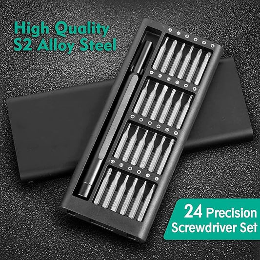 Screwdriver Set, 24 in 1 Precision Magnetic Alloy Steel Repair Tool Kit Set, Precision Mechanics Tool Set, Precision Screwdriver Bit Set for Watches