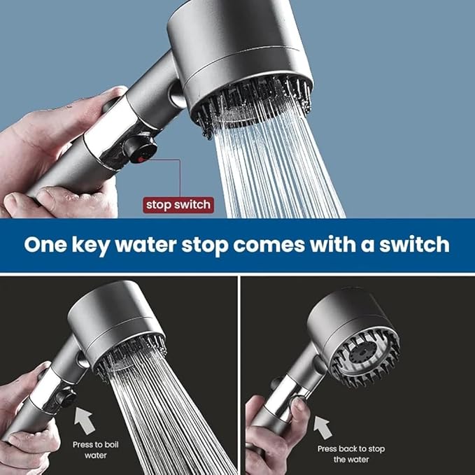 4 in 1 High Pressure Massage Shower Head, 3 Modes Filtered Shower Head, Water Saving Shower Heads with Hand Shower, Bathroom Body Head Hair Hand Bath Brush | bathroom hand Shower with filter