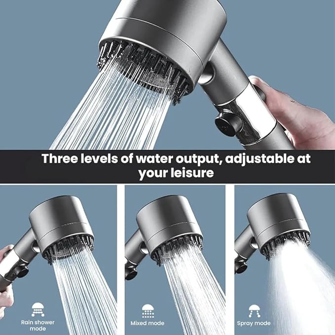 4 in 1 High Pressure Massage Shower Head, 3 Modes Filtered Shower Head, Water Saving Shower Heads with Hand Shower, Bathroom Body Head Hair Hand Bath Brush | bathroom hand Shower with filter