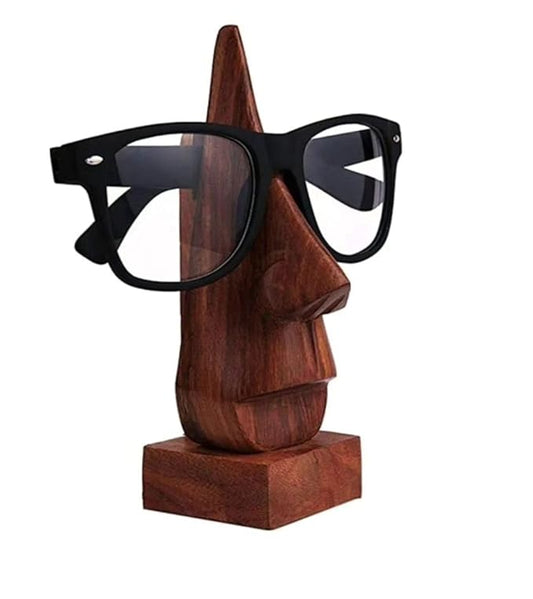 WOOD CRAFT Wooden Nose Shaped Spectacle Specs Eyeglass Sunglasses Holder Stand with Moustache Spectacle Holder