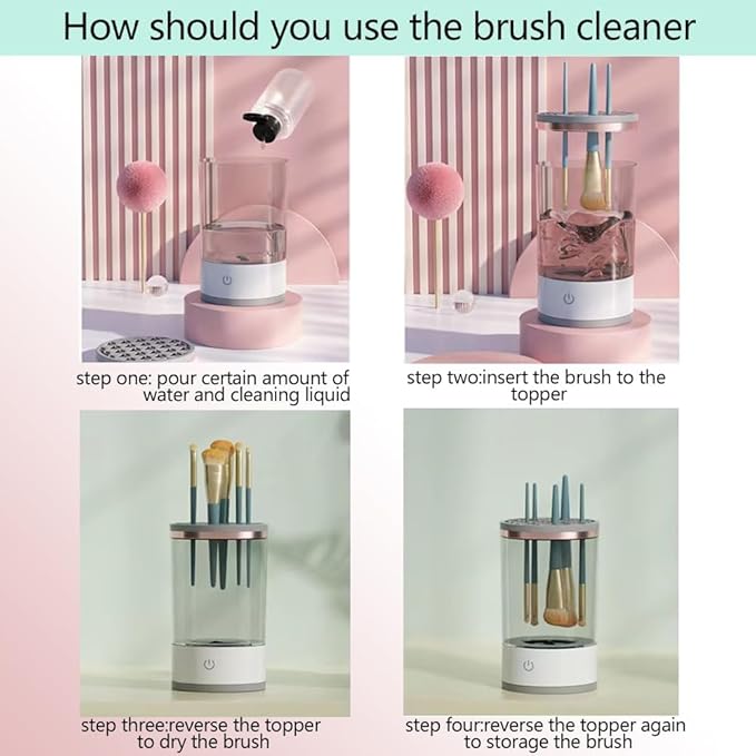 Electric Makeup Brush Cleaner,USB Automatic Cosmetic Brush Cleaner,Upgraded Electric Makeup Brush Cleaner for All Size Beauty Makeup Brushes,Auto-Rotating Brush Cleaner Deep Cleaning