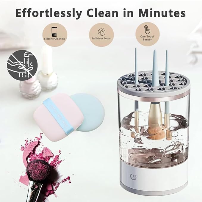 Electric Makeup Brush Cleaner,USB Automatic Cosmetic Brush Cleaner,Upgraded Electric Makeup Brush Cleaner for All Size Beauty Makeup Brushes,Auto-Rotating Brush Cleaner Deep Cleaning